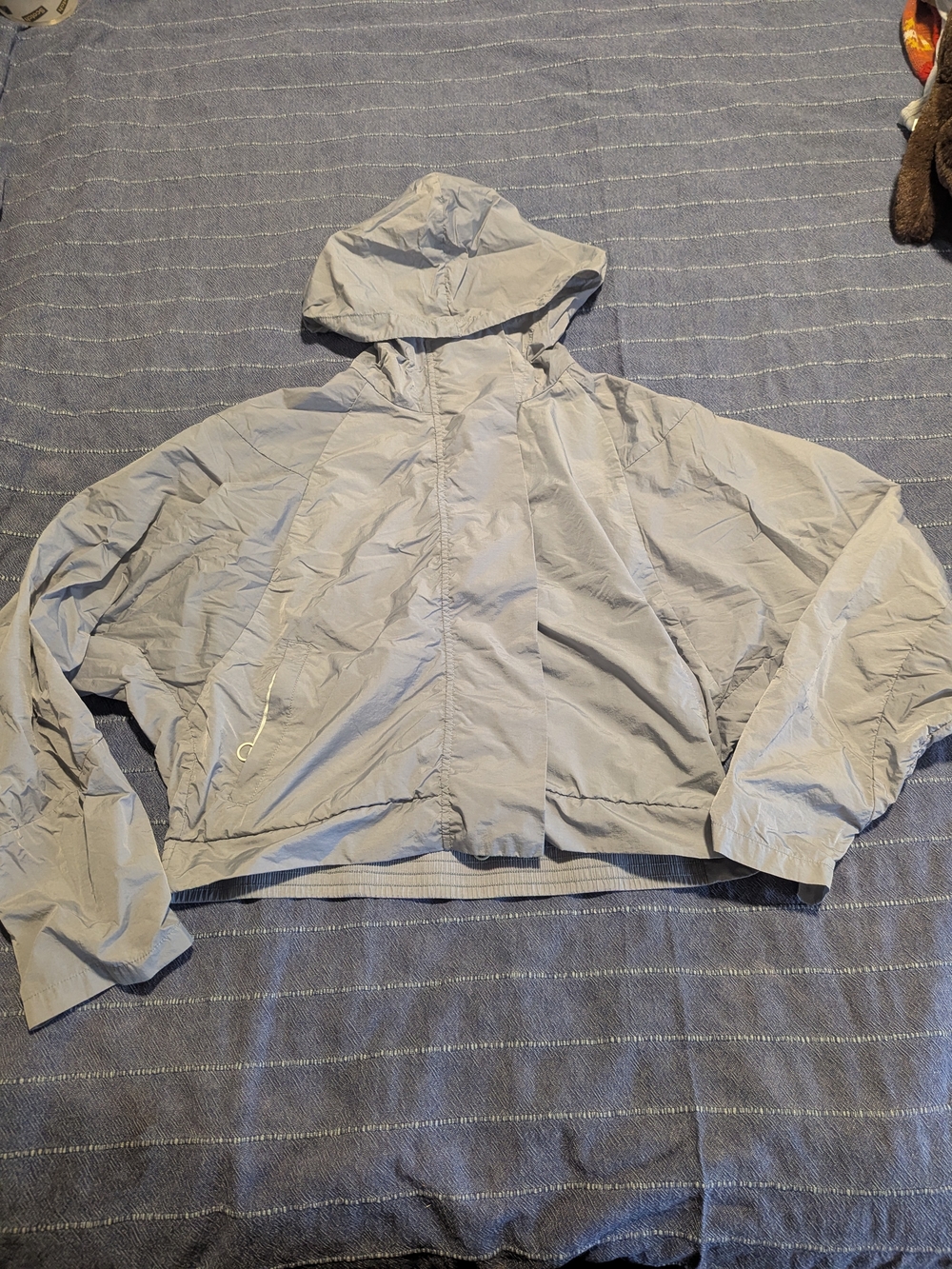Fabletics Light Gray Hooded UV Protection Windbreaker Jacket, XL